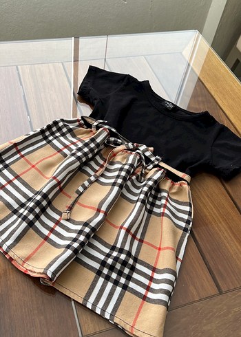 Kareli Kemerli Kız Çocuk Elbise - Görsel 3