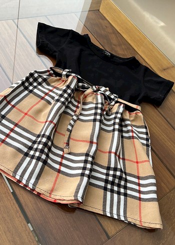 Kareli Kemerli Kız Çocuk Elbise - Görsel 2