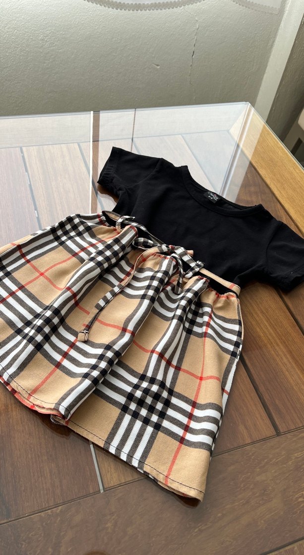 Kareli Kemerli Kız Çocuk Elbise - Görsel 3