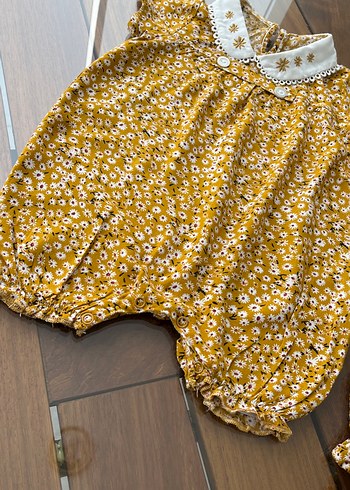 Nakışlı Dantelli Sarı Bebek Tulum - Görsel 5