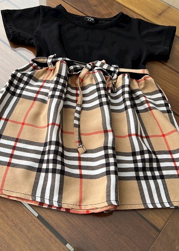 Kız Çocuk Kemerli Ekose Desenli Elbise - Görsel 4