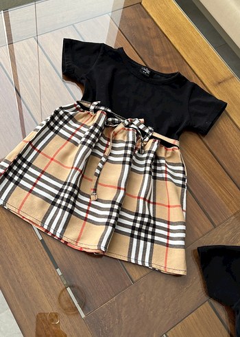 Kız Çocuk Kemerli Ekose Desenli Elbise - Görsel 2