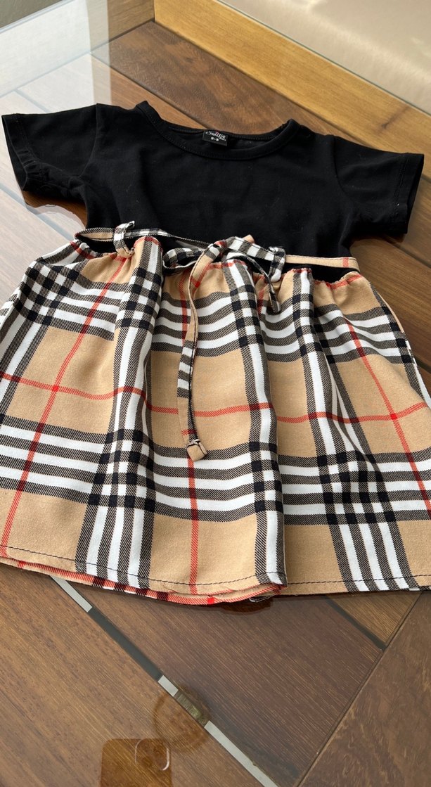 Kız Çocuk Kemerli Ekose Desenli Elbise - Görsel 4