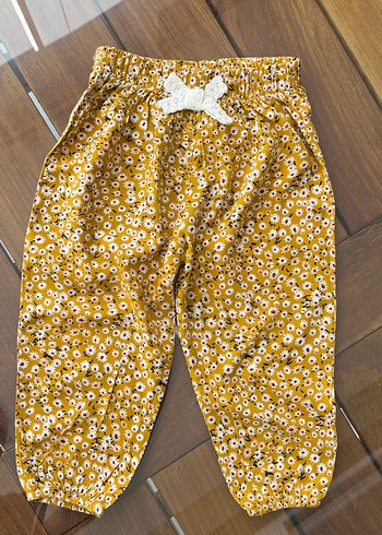 Sarı Çiçekli Bohem Kız Pantolonu - Görsel 3