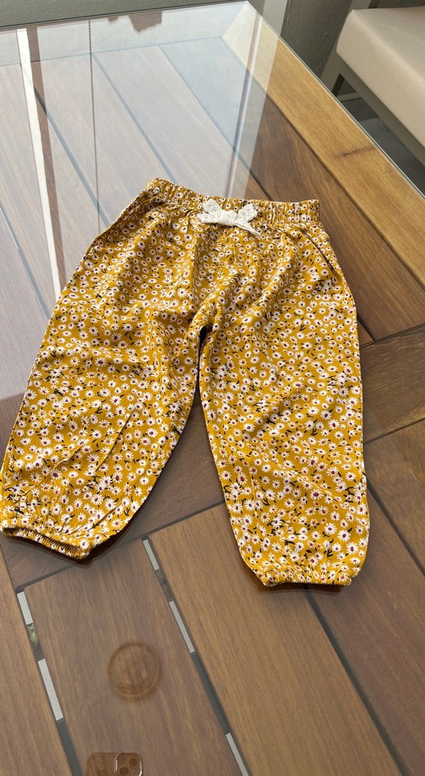 Sarı Çiçekli Bohem Kız Pantolonu - Görsel 2