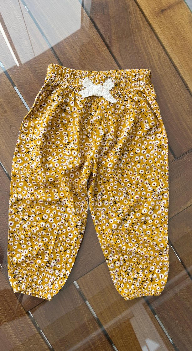 Sarı Çiçekli Bohem Kız Pantolonu - Görsel 3
