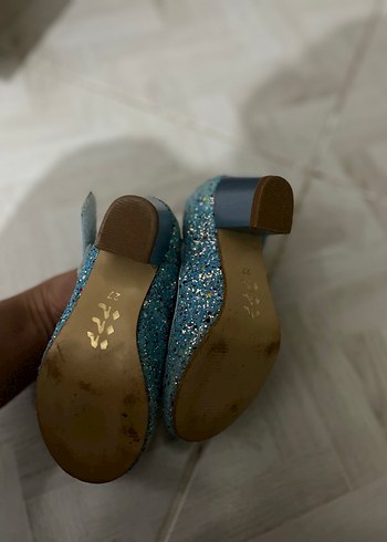 Mavi Simli Kız Çocuk Topuklu Ayakkabı - Görsel 3