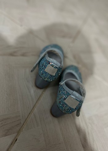 Mavi Simli Kız Çocuk Topuklu Ayakkabı - Görsel 2