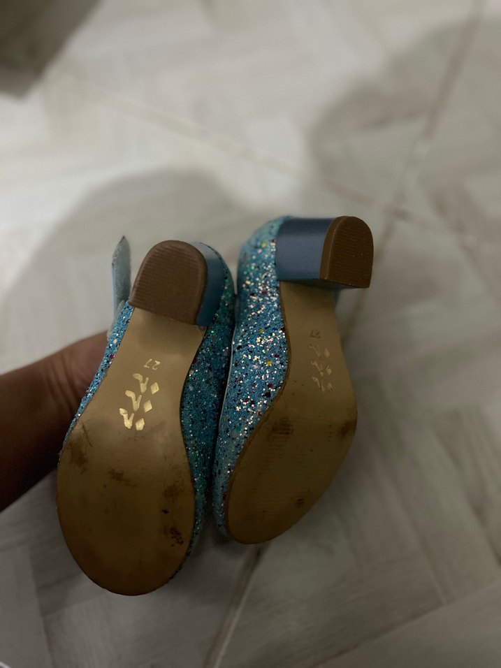 Mavi Simli Kız Çocuk Topuklu Ayakkabı - Görsel 3