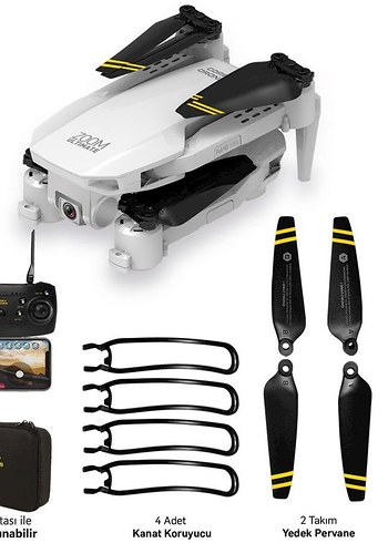 Beyaz Katlanabilir Drone 4 Pervane ve Kanat Koruyucu