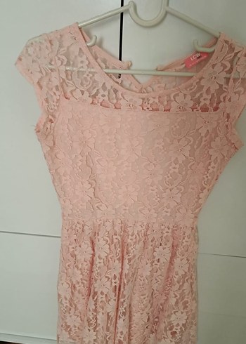 Dantel Detaylı Pembe Kız Elbisesi