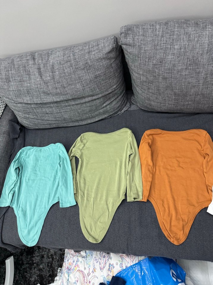 Renkli, Uzun Kollu, Pamuklu çıtlçıtlı bady beyaz bady - Görsel 5