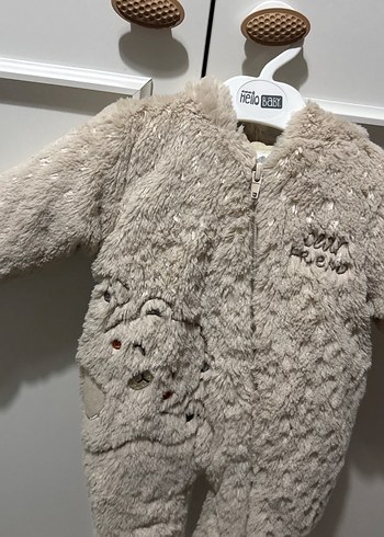 Gri Bebek Peluş Tulum, Nakışlı ve Kürklü - Görsel 2