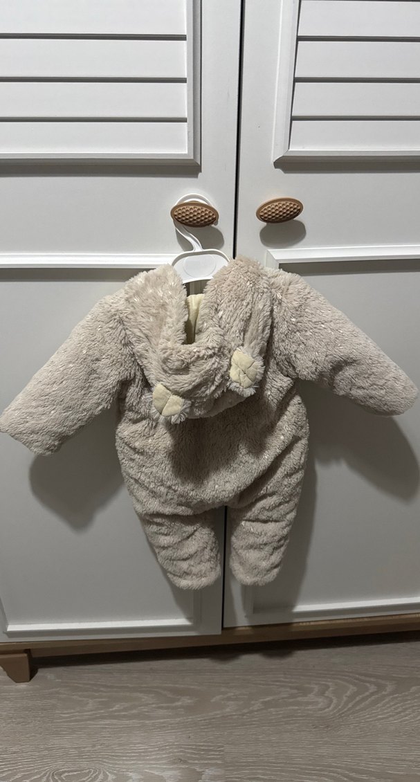 Gri Bebek Peluş Tulum, Nakışlı ve Kürklü - Görsel 4