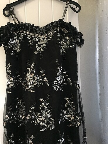 Taşlı abiye işlemeli abiye tül abiye dantel işlemeli abiye pullu - Görsel 3