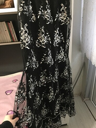 Taşlı abiye işlemeli abiye tül abiye dantel işlemeli abiye pullu - Görsel 6