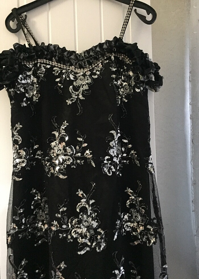 Taşlı abiye işlemeli abiye tül abiye dantel işlemeli abiye pullu - Görsel 3