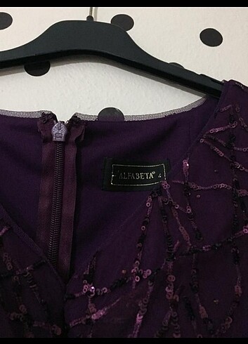 Mürdüm dantelli abiye pullu abiye alfabeta abiye çiçekli tüylü a - Görsel 5