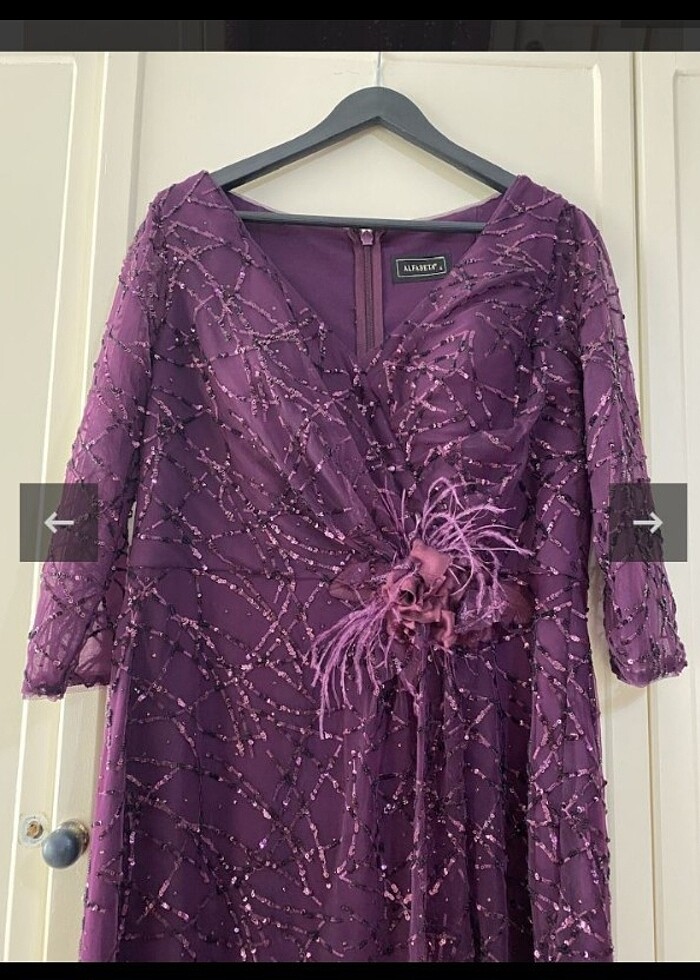 Mürdüm dantelli abiye pullu abiye alfabeta abiye çiçekli tüylü a - Görsel 3