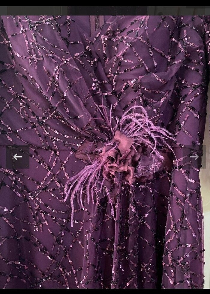 Mürdüm dantelli abiye pullu abiye alfabeta abiye çiçekli tüylü a - Görsel 4