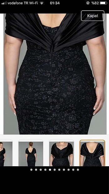 drapeli simli abiye dantel kayık yaka elbise yırtmaçlı abiy - Görsel 8