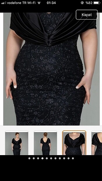 drapeli simli abiye dantel kayık yaka elbise yırtmaçlı abiy - Görsel 9