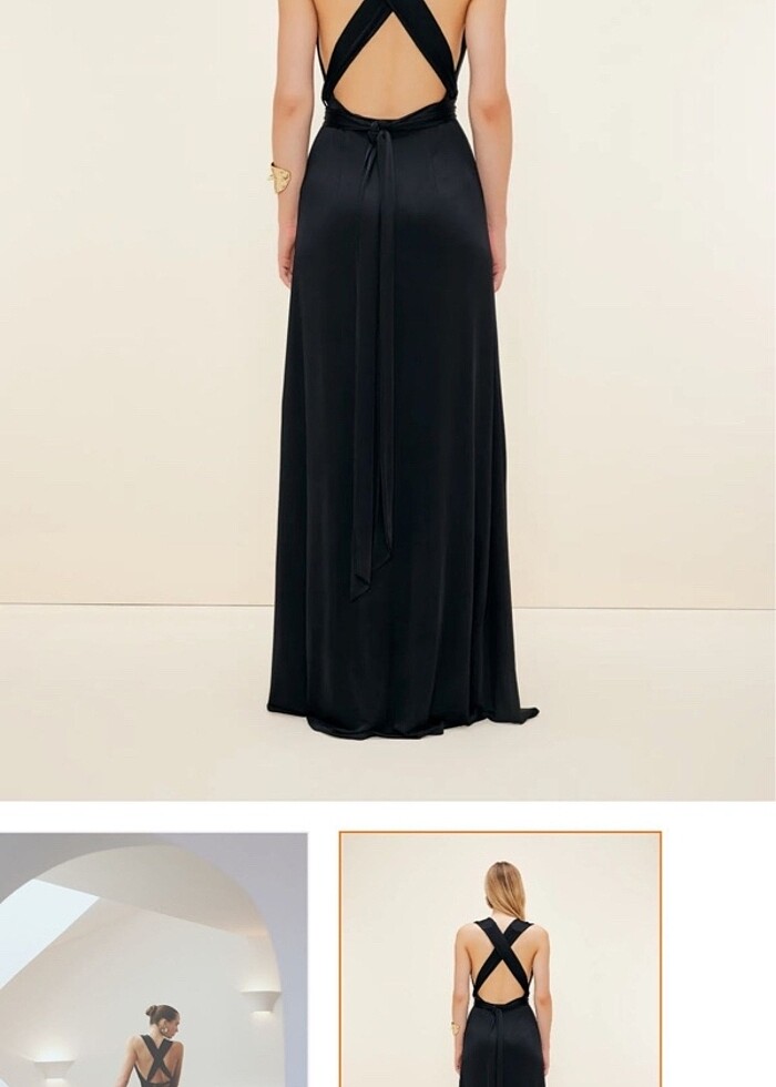 Göğüs dekolteli abiye sırtı bağlama abiye - Görsel 3