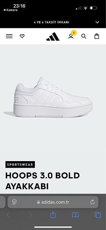 38 Beden beyaz Renk adidas Hoops 3.0 Bold W Kadın Spor Ayakkabısı
