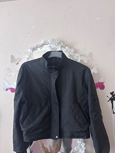 Diğer Siyah suni deri bomber ceket kolej ceket