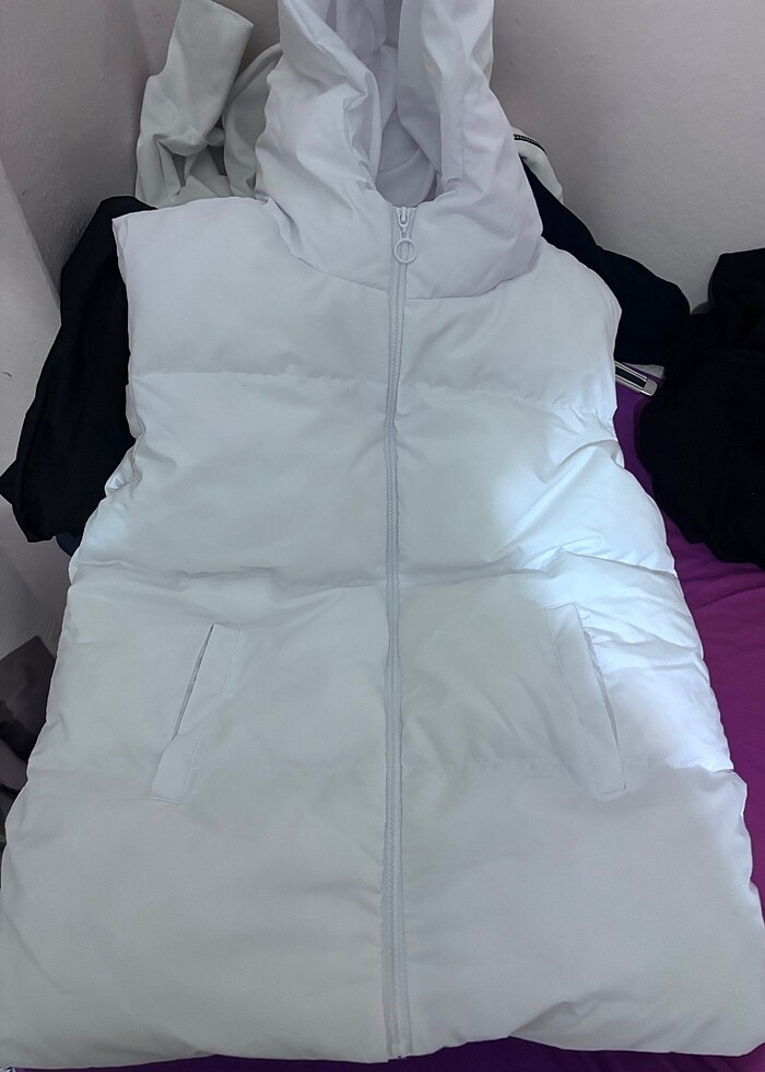 Kapşonlu oversize şişme yelek - Görsel 4