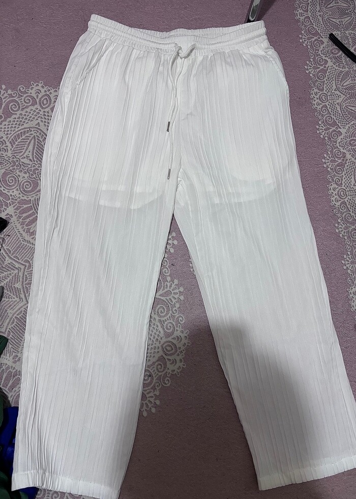 Beyaz fitilli takım gömlek pantalon takım - Görsel 4