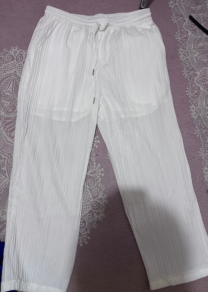 Beyaz fitilli takım gömlek pantalon takım - Görsel 5