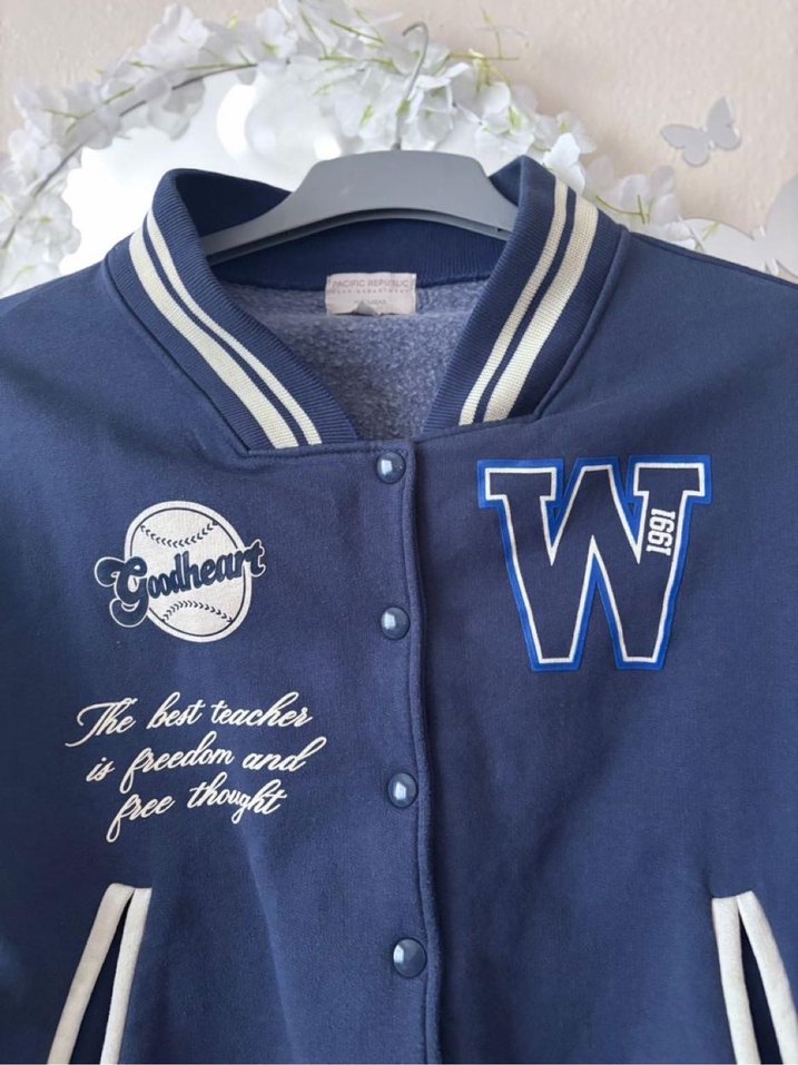 Düğmeli Lacivert Kadın Bomber Ceket kolej ceker - Görsel 3