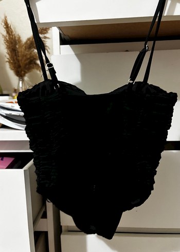 Siyah crop tül Göğüs Korsesi korse bustiyer tül bluz büstiy - Görsel 5