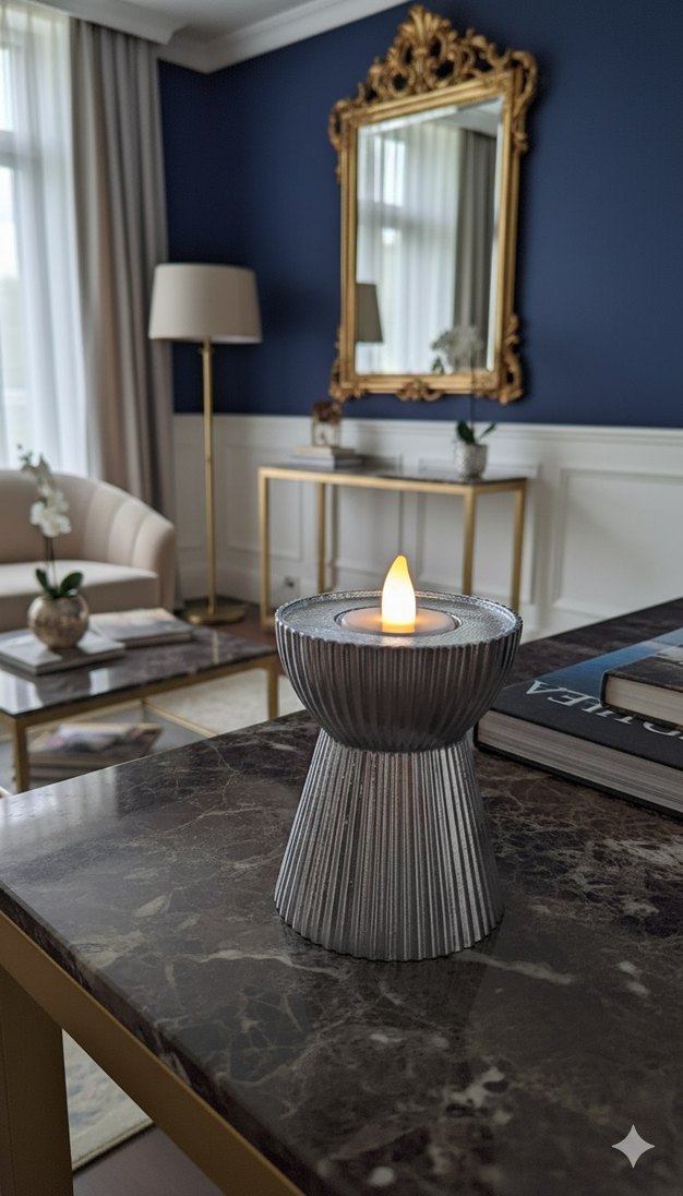 Altın bronz gümüş  Renkli Modern Şamdan Mum Seti - Görsel 3