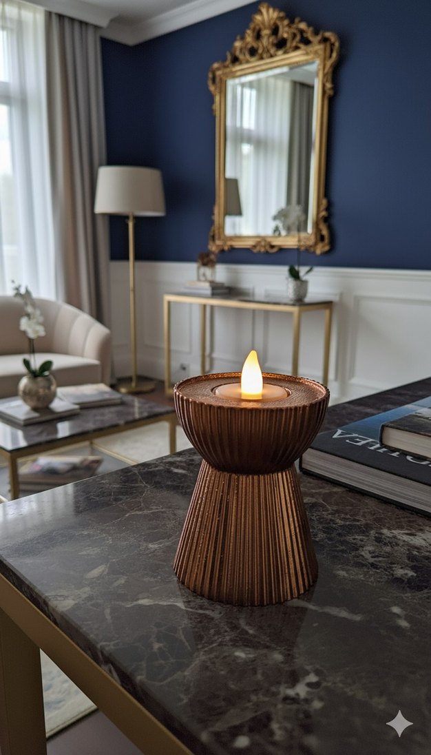 Altın bronz gümüş  Renkli Modern Şamdan Mum Seti - Görsel 2