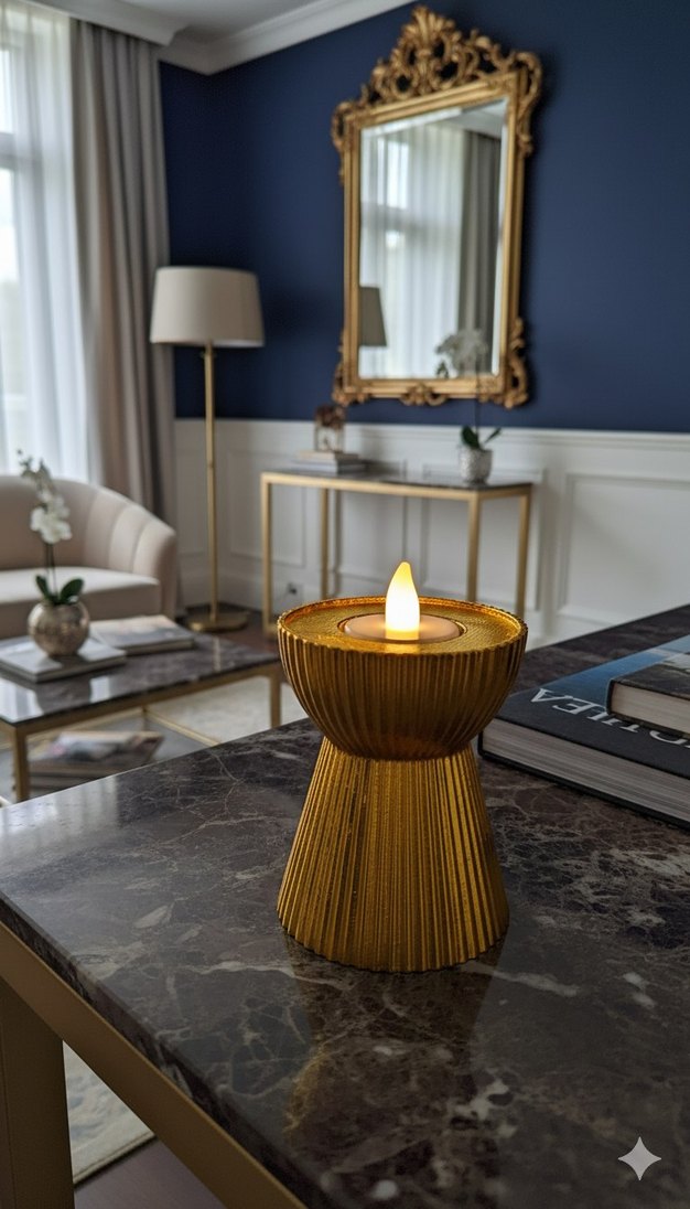 Altın bronz gümüş  Renkli Modern Şamdan Mum Seti - Görsel 4