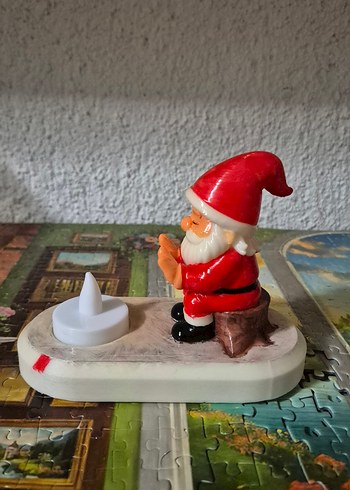 Beyaz LED Mumlu Noel Cücesi Figürü - Görsel 4