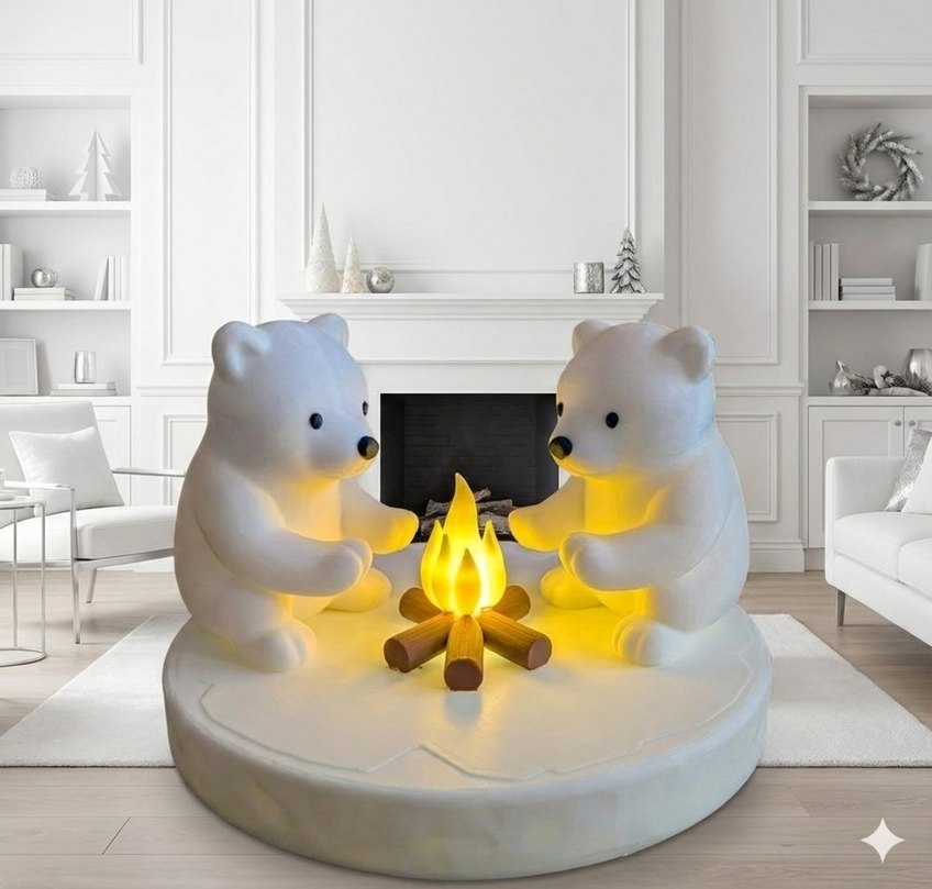 Beyaz Kutup Ayısı Temalı Dekoratif Mumluk - Görsel 2