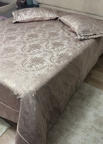 Bej Nakışlı Gri Desenli Yatak Örtüsü - Görsel 4