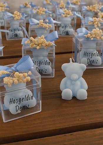 Mavi Ayıcık Bebek Hediyelik Kutusu. 10 Adet