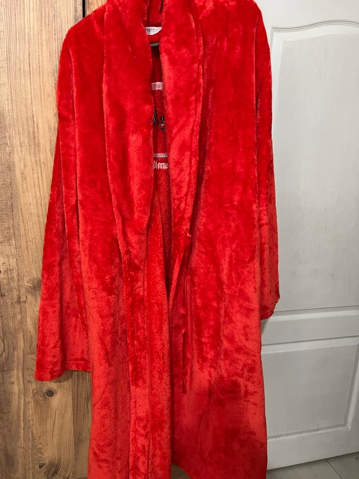 Kızlar için Nakışlı Kırmızı Bornoz - Görsel 3