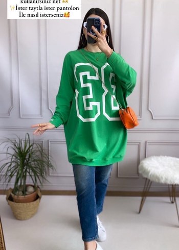 Rahat Kesim Renkli Baskılı Kadın Sweatshirt