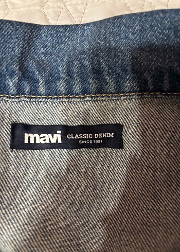 m Beden Mavi Kadın Denim Crop Ceket