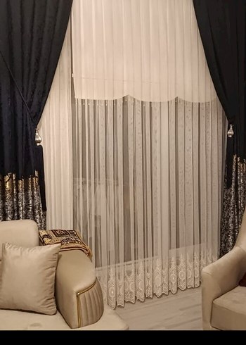 Lacivert Yılan Desenli Klasik Perde - Görsel 2