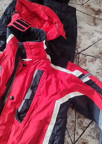 Kayak Pantolonu Montu Eldiveni Takım Siyah Kırmızı - Görsel 5