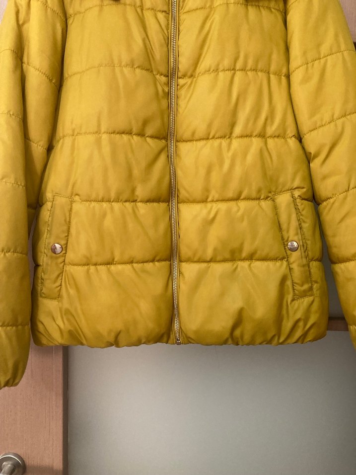Yeşil &Sarı Fermuarlı L beden Kadın Kışlık Mont - Görsel 3