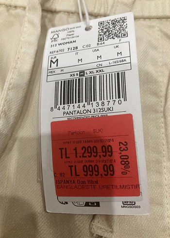 Mango Yeni Etiketli Bej  Straight Fit Jeans % 100 Pamuktur - Görsel 5