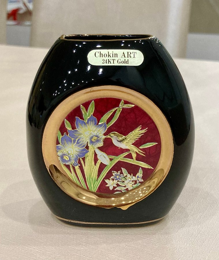 Antika Japan Chokin Art 24 K altın kaplama ikili takım - Görsel 4