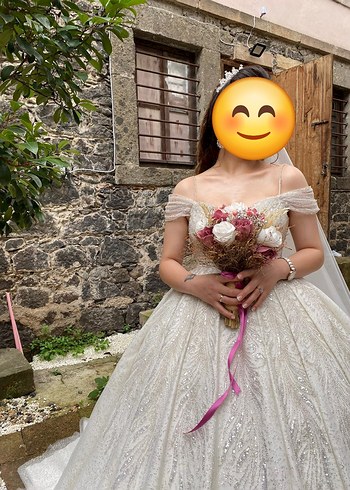 Beyaz Straplez Prenses Gelinlik - Görsel 2